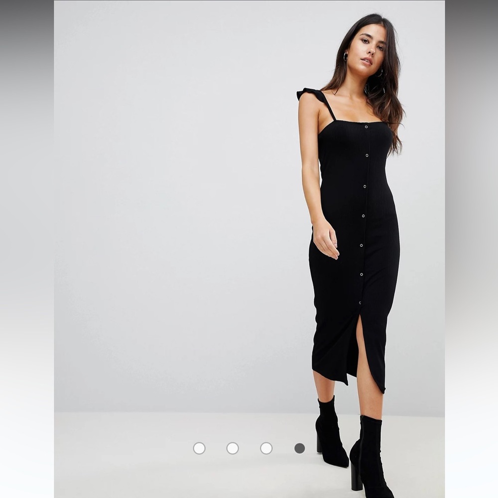 EUC ASOS Midi Tank Dress with Frill Straps and Popper Placket